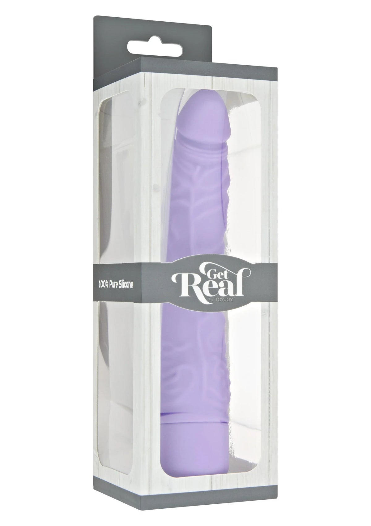 Verpakking van ToyJoy met paarse slanke vibrator
