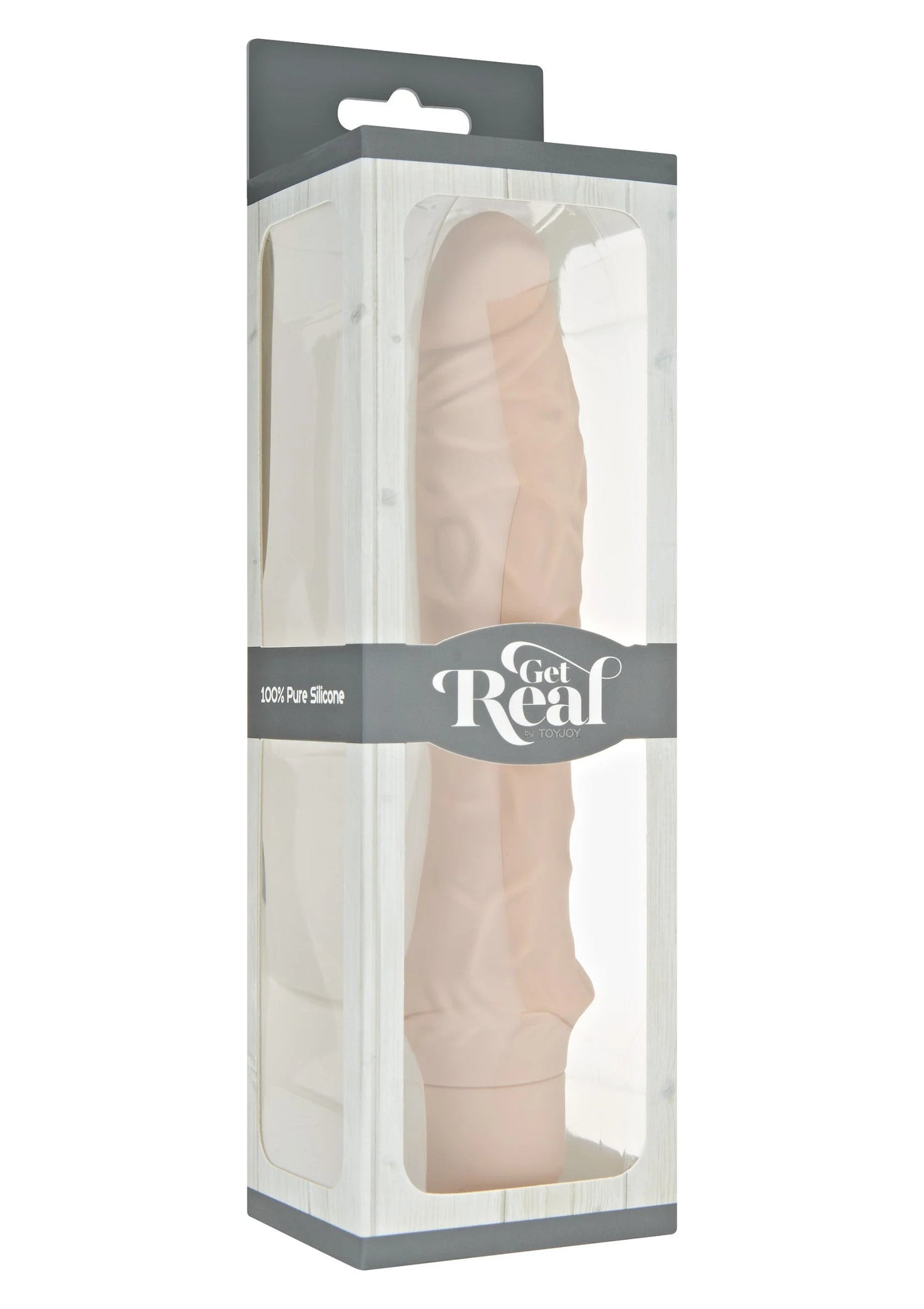 Verpakte Get Real siliconen hoes voor grote vibrator, beige.