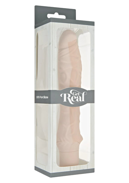 Verpakte Get Real siliconen hoes voor grote vibrator, beige.
