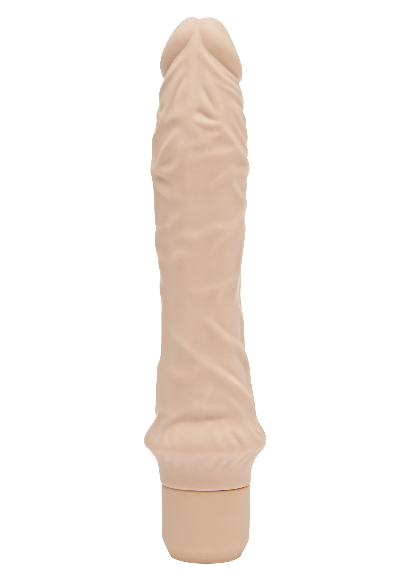 Grote vibrator met gladde beige behuizing en afgeronde kop.