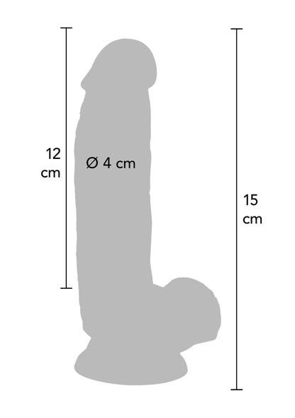 PVC-dildo maatindicatie: 15 cm lengte, 12 cm hoogte, Ø 4 cm