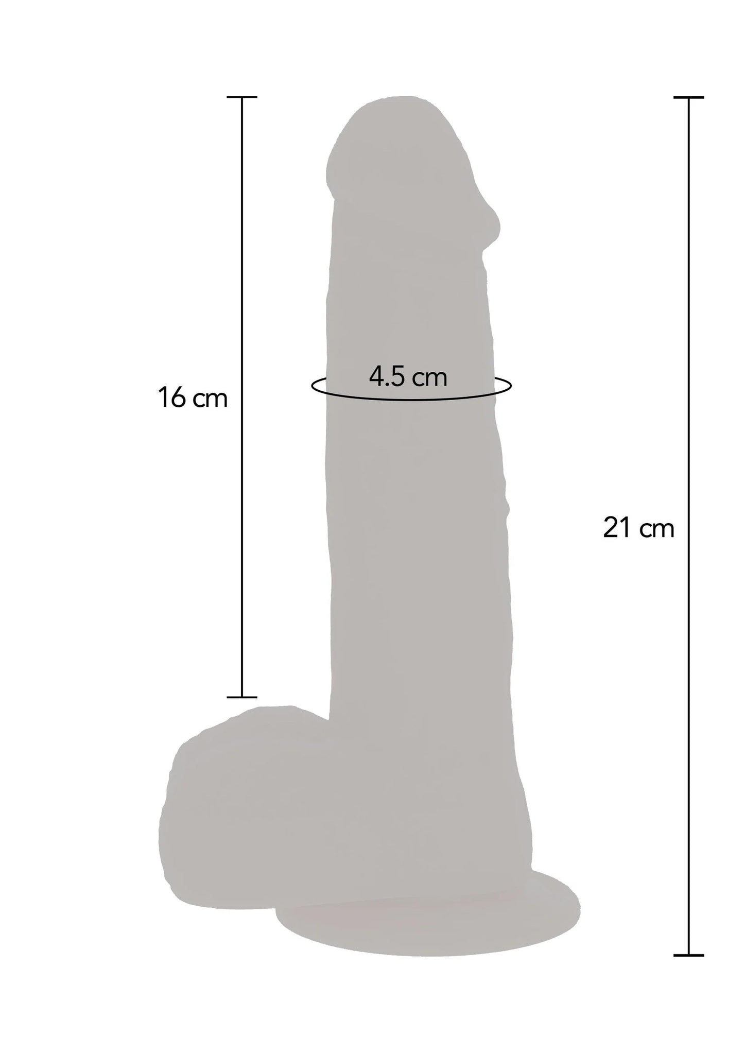 Siliconen dildo met brede basis, 21 cm, naaktkleurig