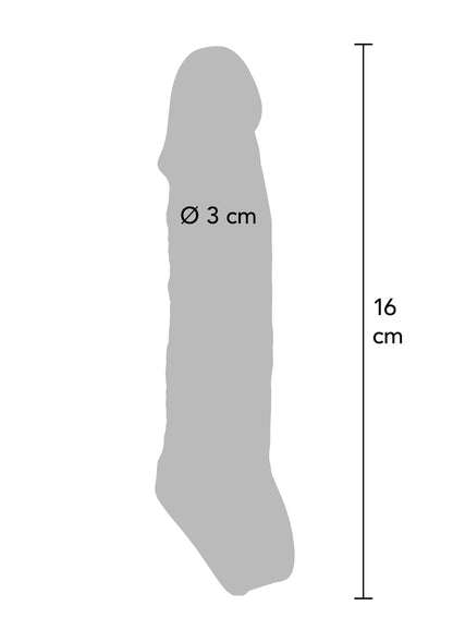 TPE extensiemouw medium, Ø 3 cm en 16 cm, silhouet in grijs