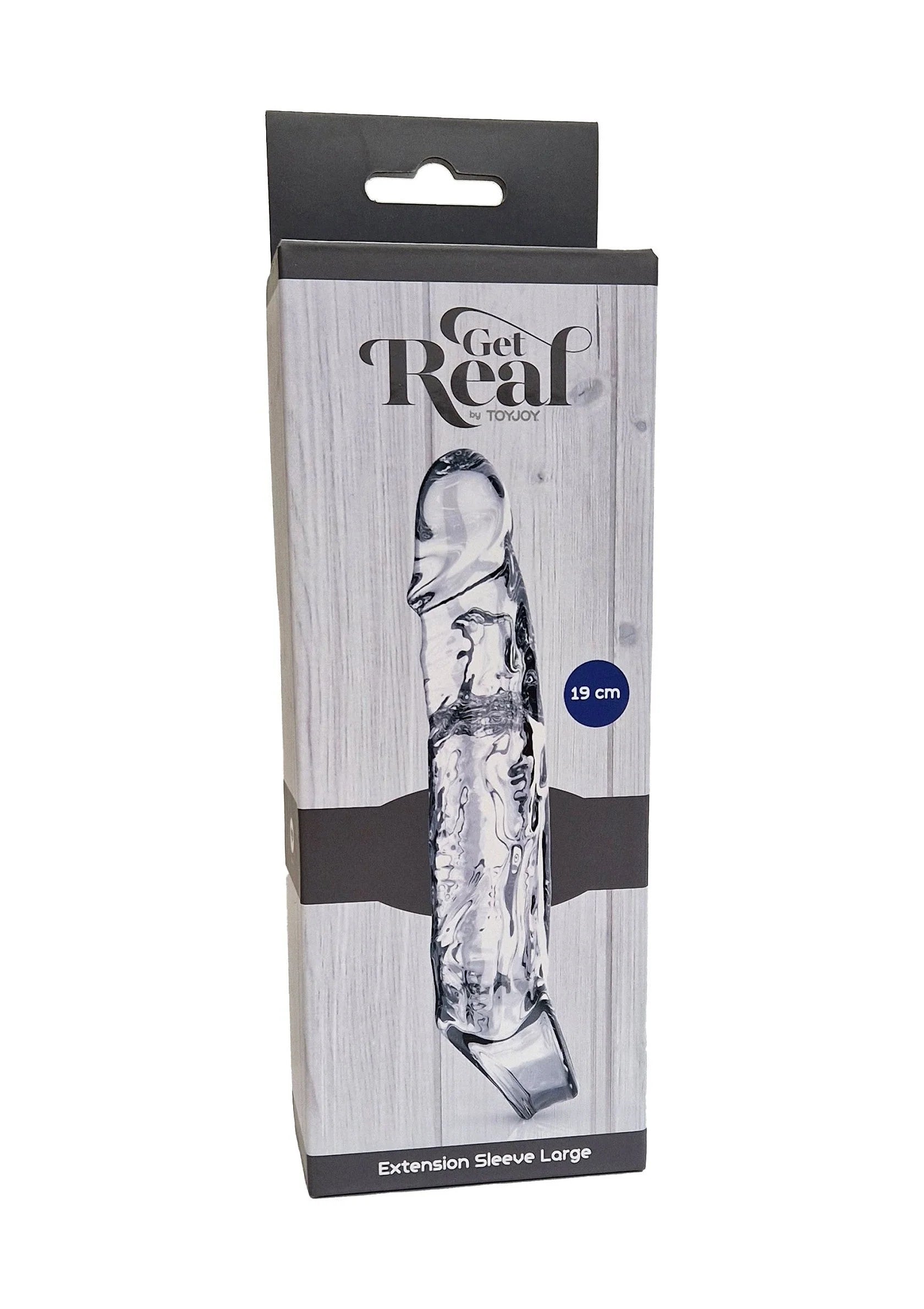 Verpakking van transparante Get Real verlengmouw TPE, 19 cm