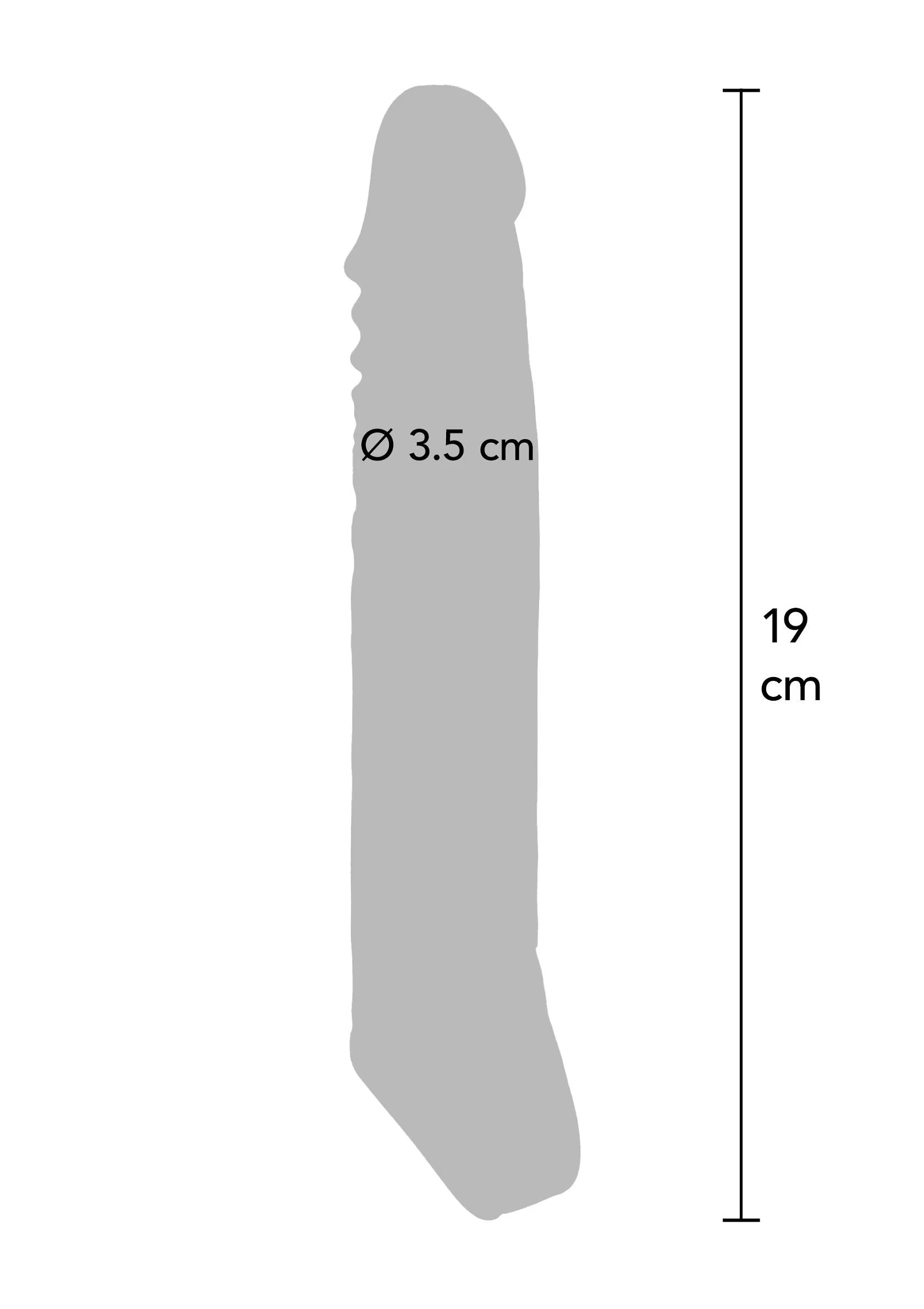 Heldere TPE verlengmouw, grote maat, 19 cm lang, Ø 3,5 cm