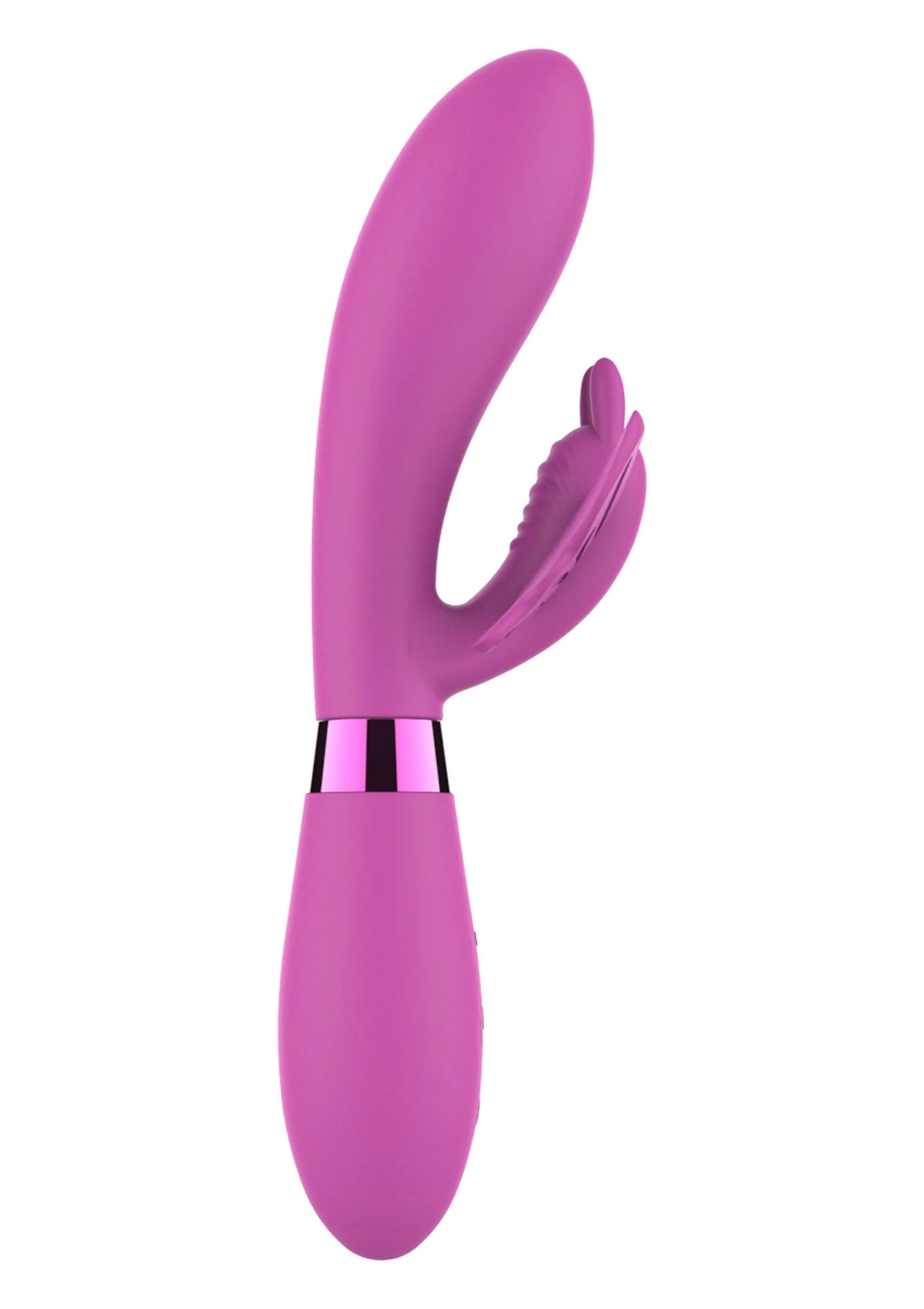 Roze vibrator met holle uitsparing in de kop en vlinderachtige binnenkant