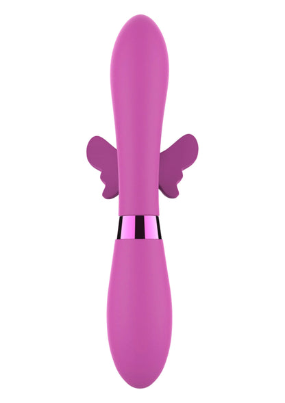 ToyJoy vibrerende vibrator in paars-roze met rechte front en vleugelvormige details