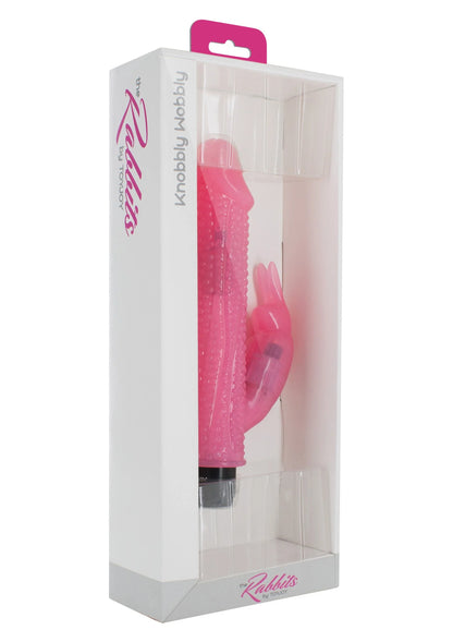 Verpakkingsdoos met roze ToyJoy-knobbly vibrator en Rabbit-logo