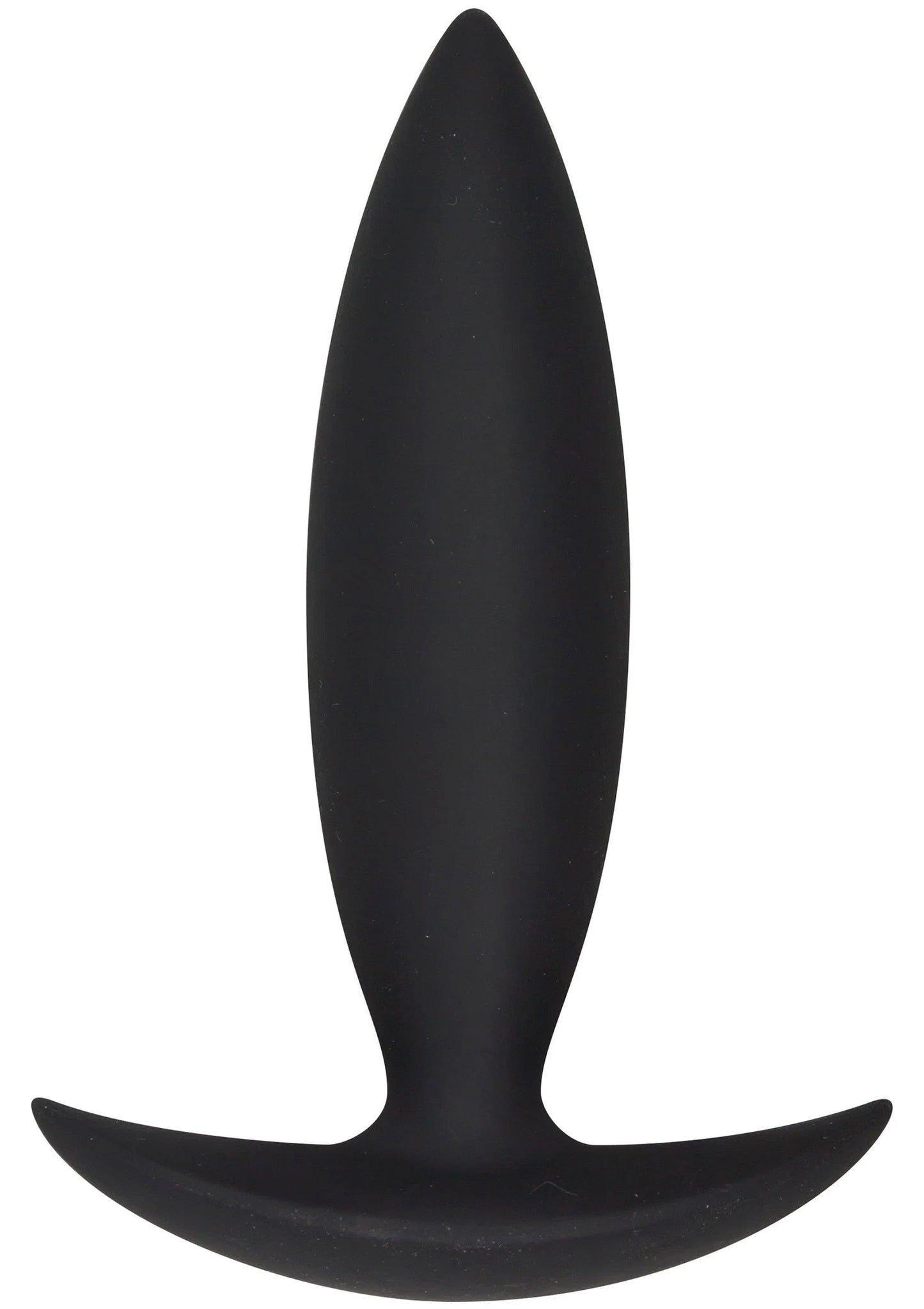 Anale buttplug starter, zwarte taps plug met brede, ronde onderkant.