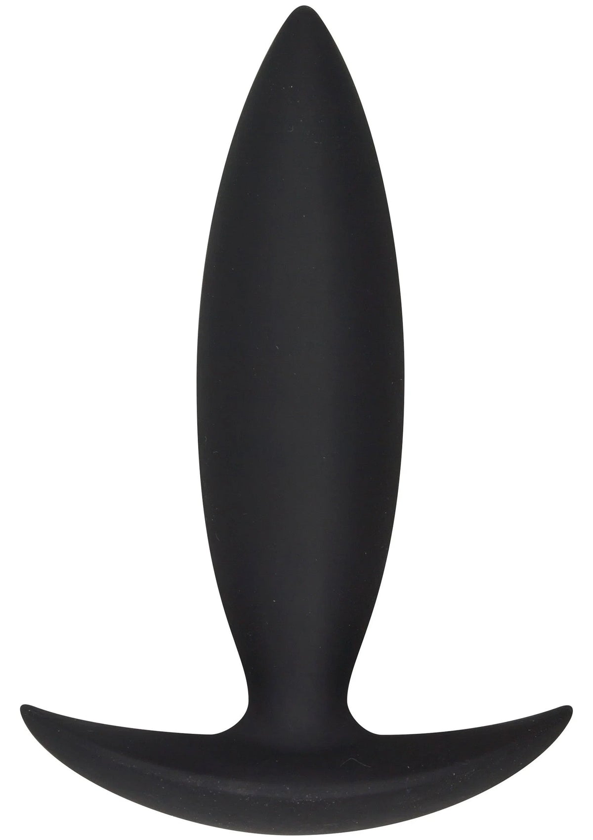 Anale buttplug starter, zwarte taps plug met brede, ronde onderkant.