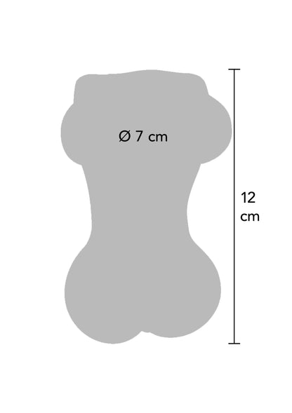 Afmetingenschets van masturbator: Ø7 cm en 12 cm hoogte