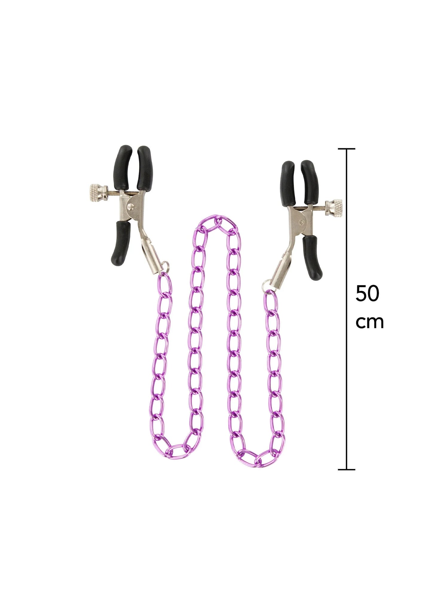 Nippelklemmen met paarse ketting, verstelbare set; lengte 50 cm