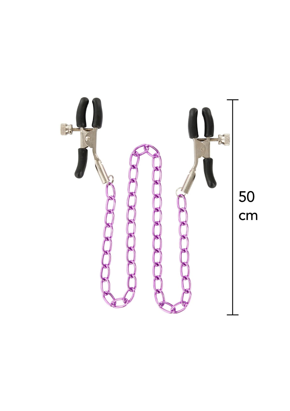 Nippelklemmen met paarse ketting, verstelbare set; lengte 50 cm