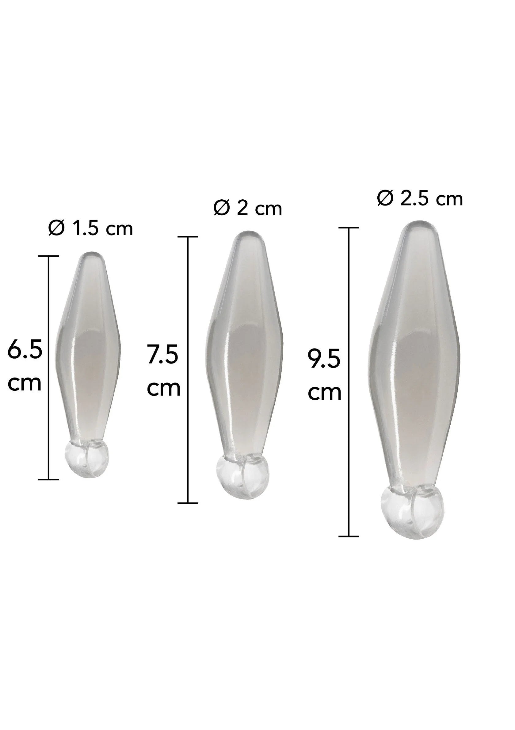 Transparante vingerfitting met cm- en diametermaat, set van 3