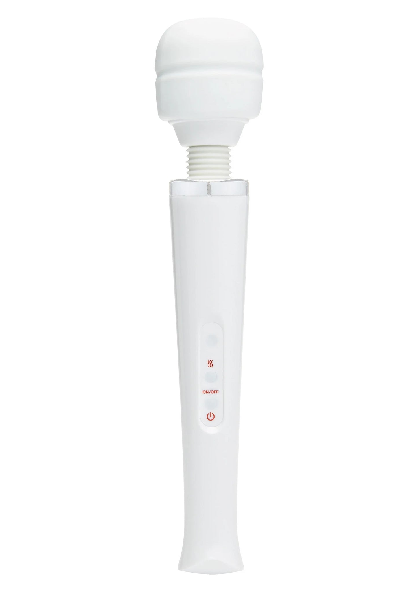 Witte ToyJoy Magic Massager met bedieningsknoppen op het handvat en opzetstuk
