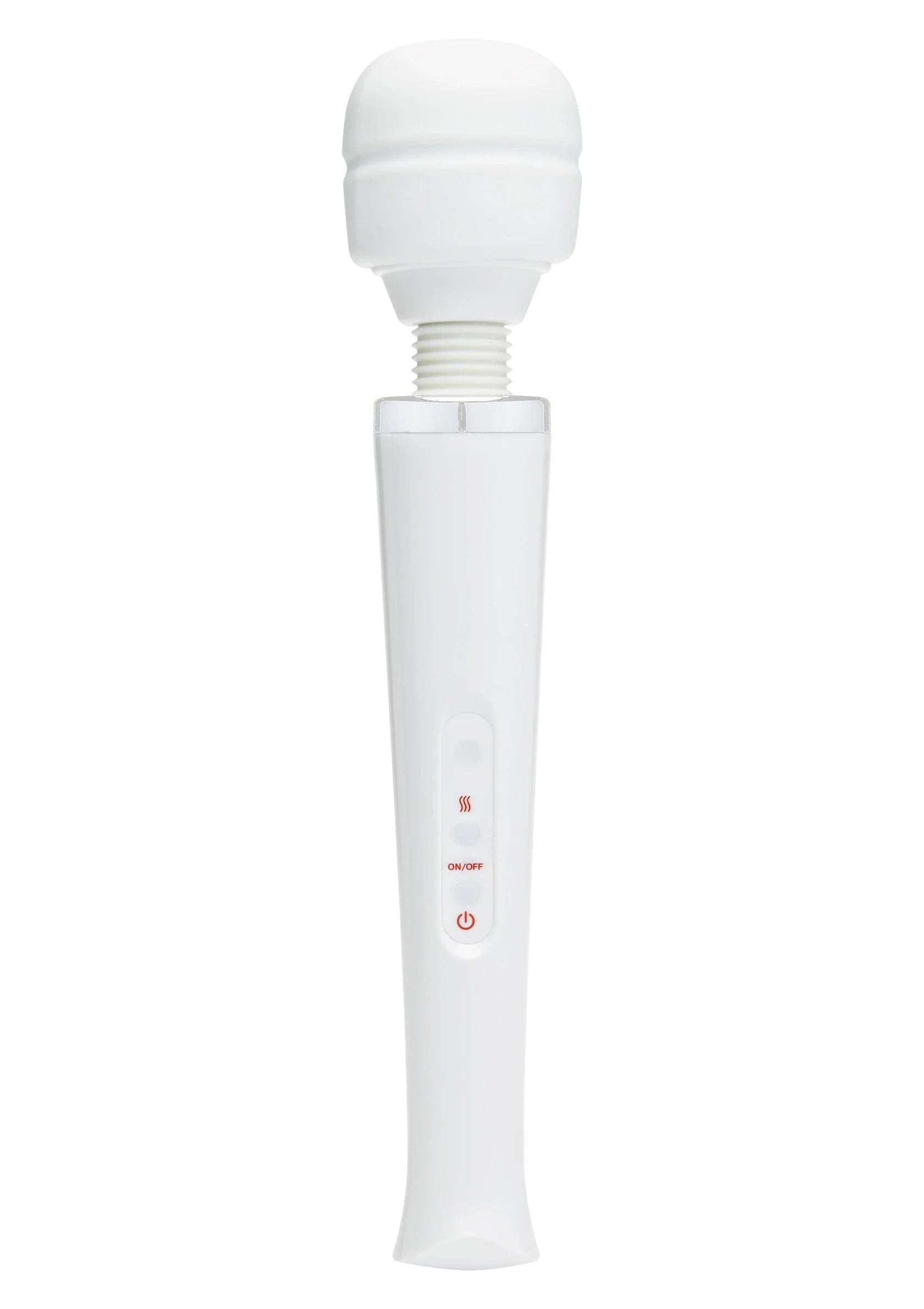 Witte ToyJoy Magic Massager met bedieningsknoppen op het handvat en opzetstuk