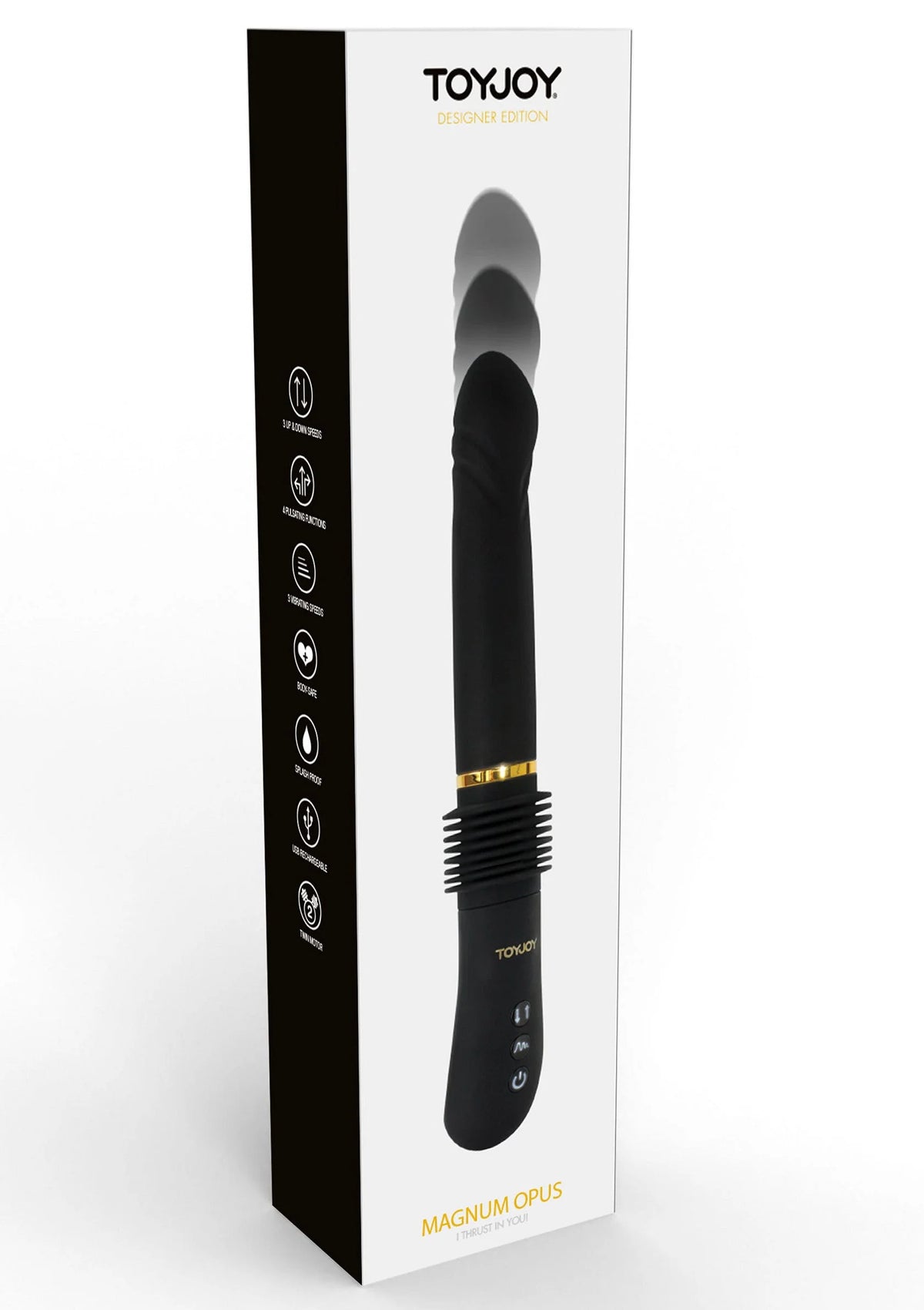TOYJOY doos met zwarte vibrator en gouden detailring