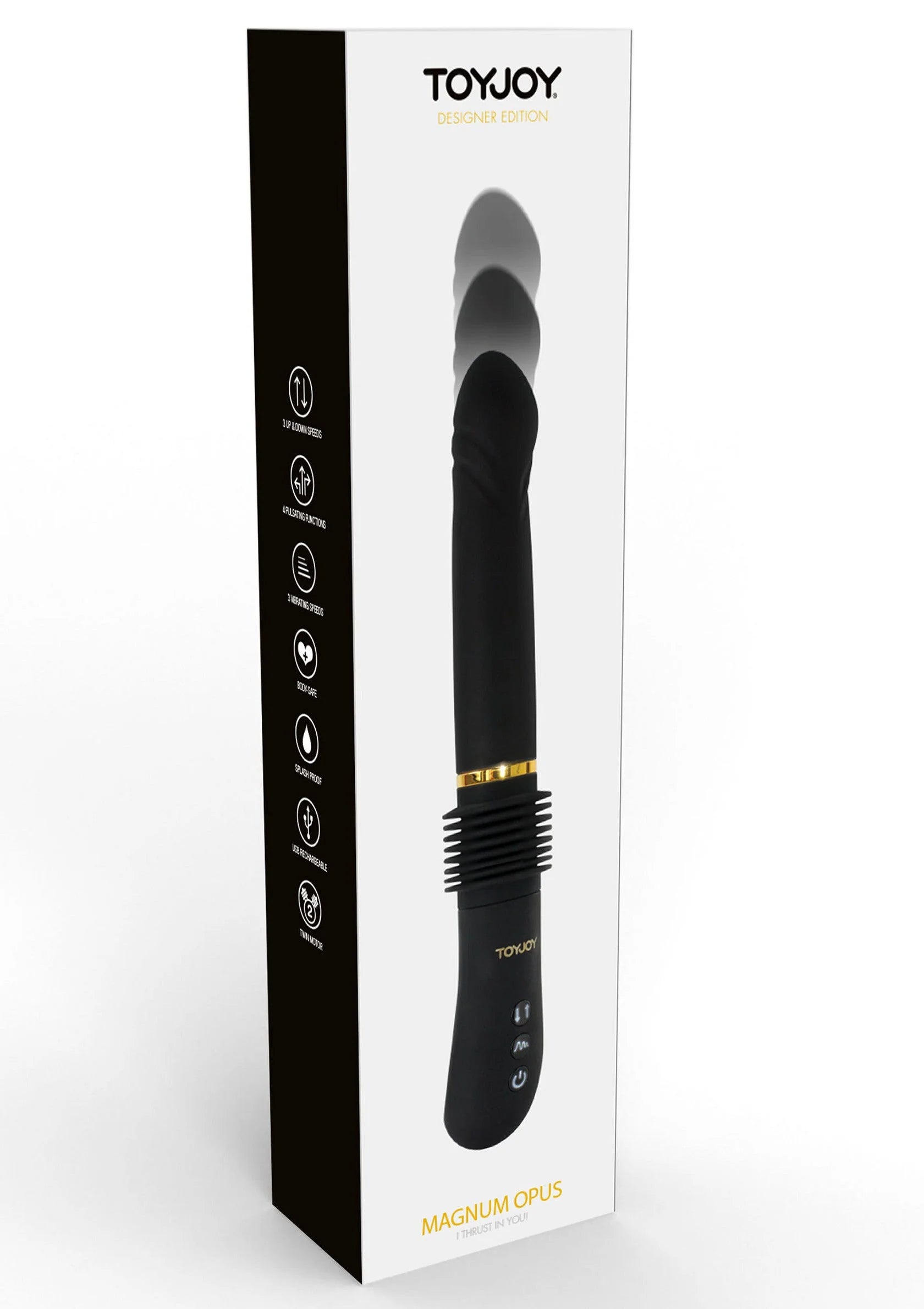 TOYJOY doos met zwarte vibrator en gouden detailring
