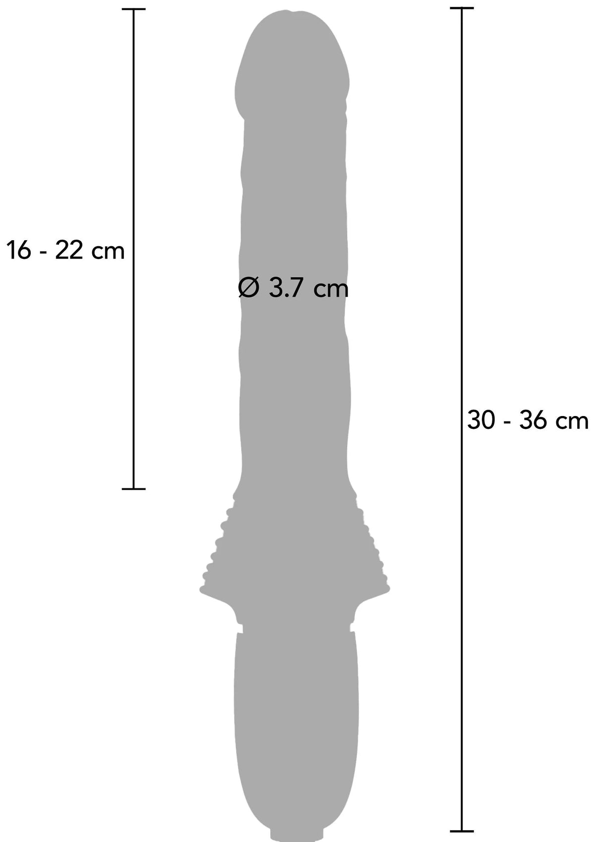 ToyJoy paars dildo van siliconen met taps toelopende vorm, Ø 3,7 cm en 30–36 cm