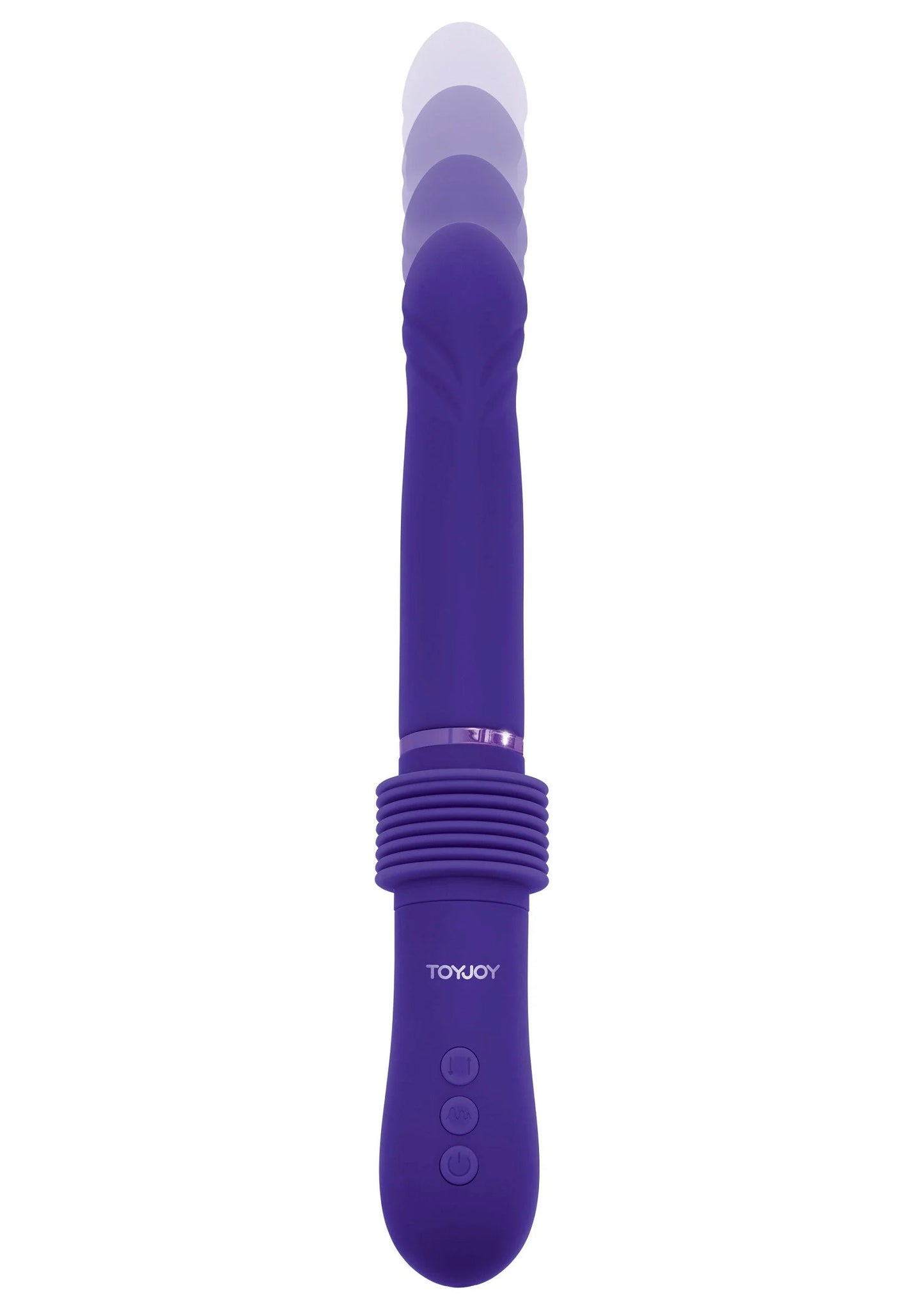 ToyJoy paars vibrator-dildo met afgeronde top en ribbels rond de greep