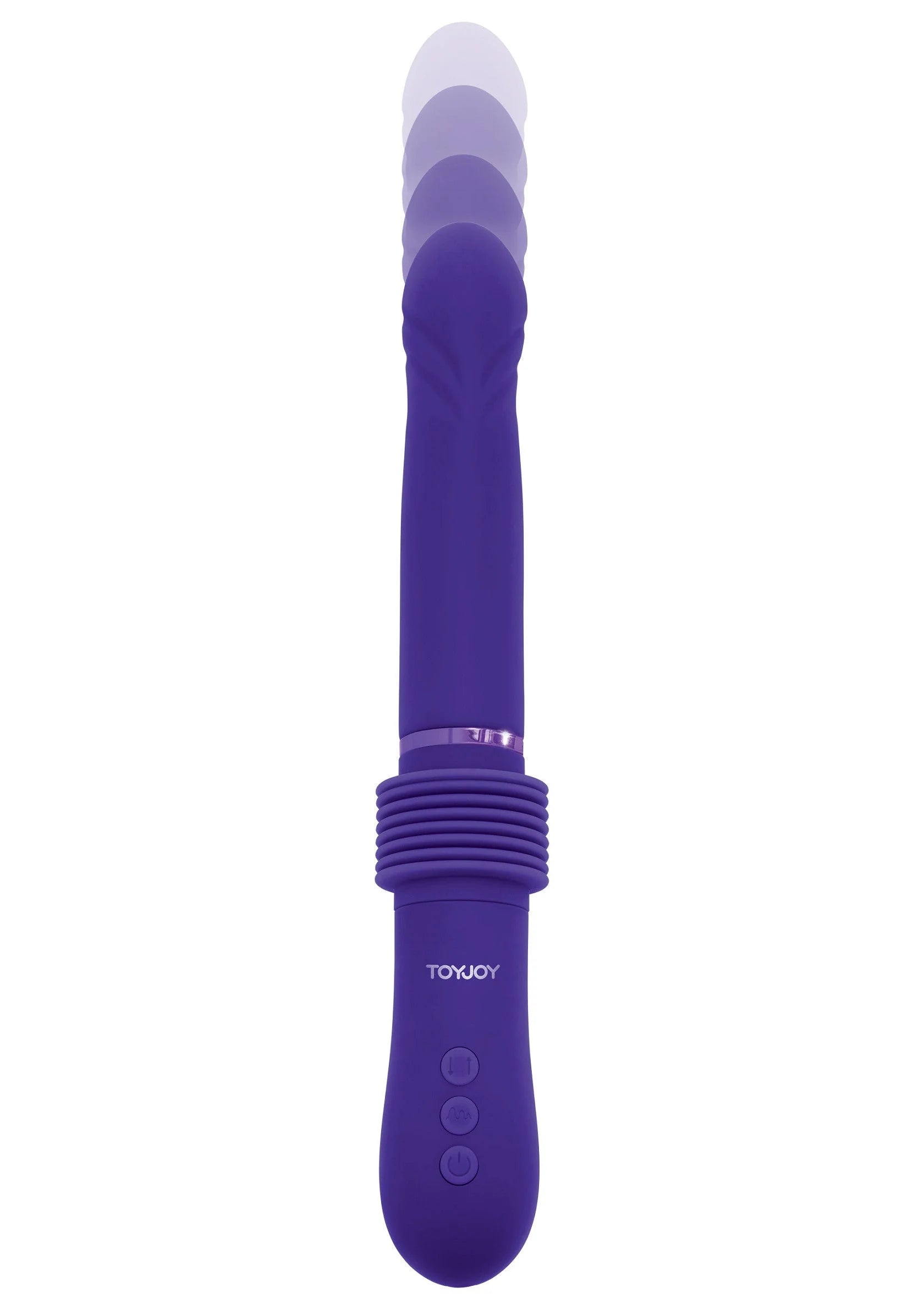 ToyJoy paars vibrator-dildo met afgeronde top en ribbels rond de greep