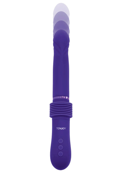 ToyJoy paars vibrator-dildo met afgeronde top en ribbels rond de greep