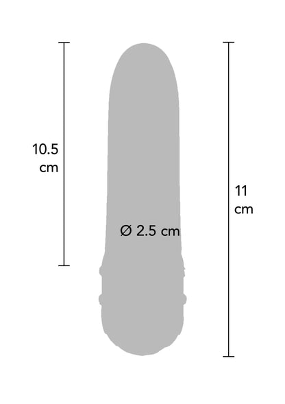Zwarte vibrerende dildo, 10,5 cm lang en Ø 2,5 cm