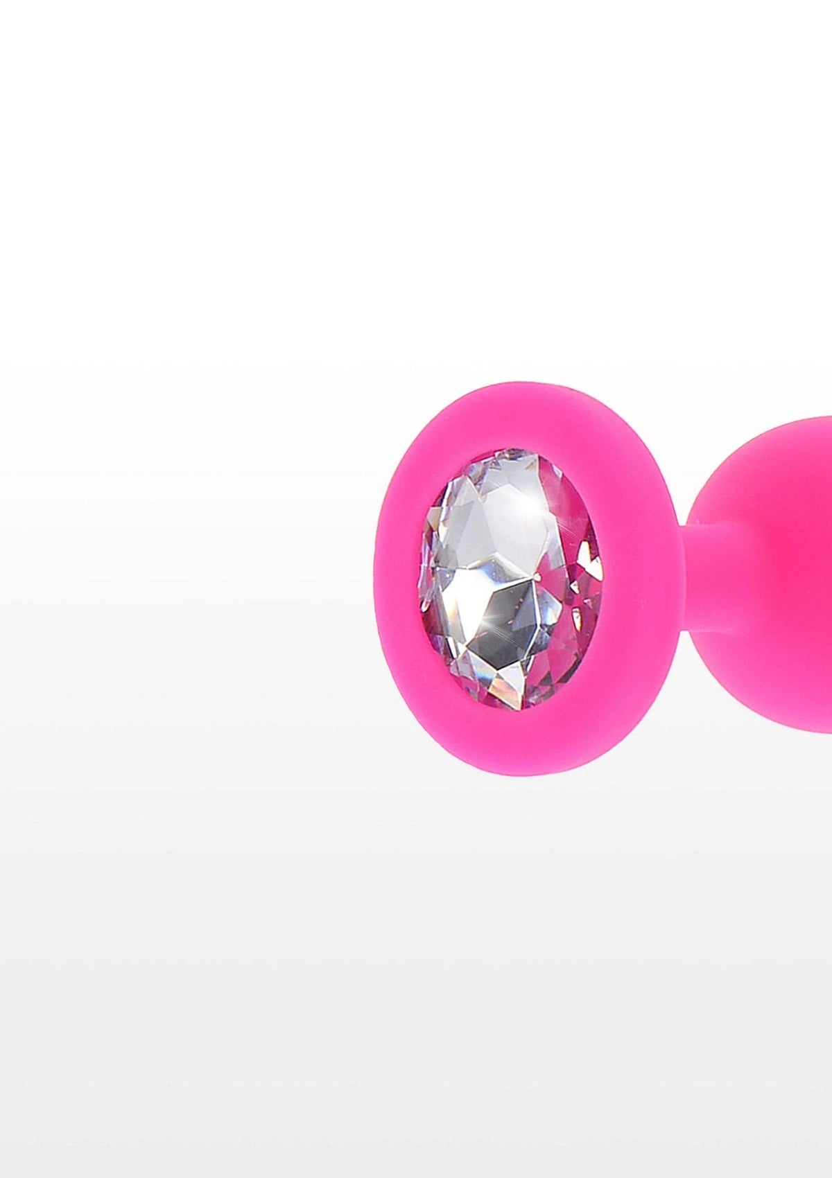 Roze anale plug met ronde steen in glanzende facetvorm