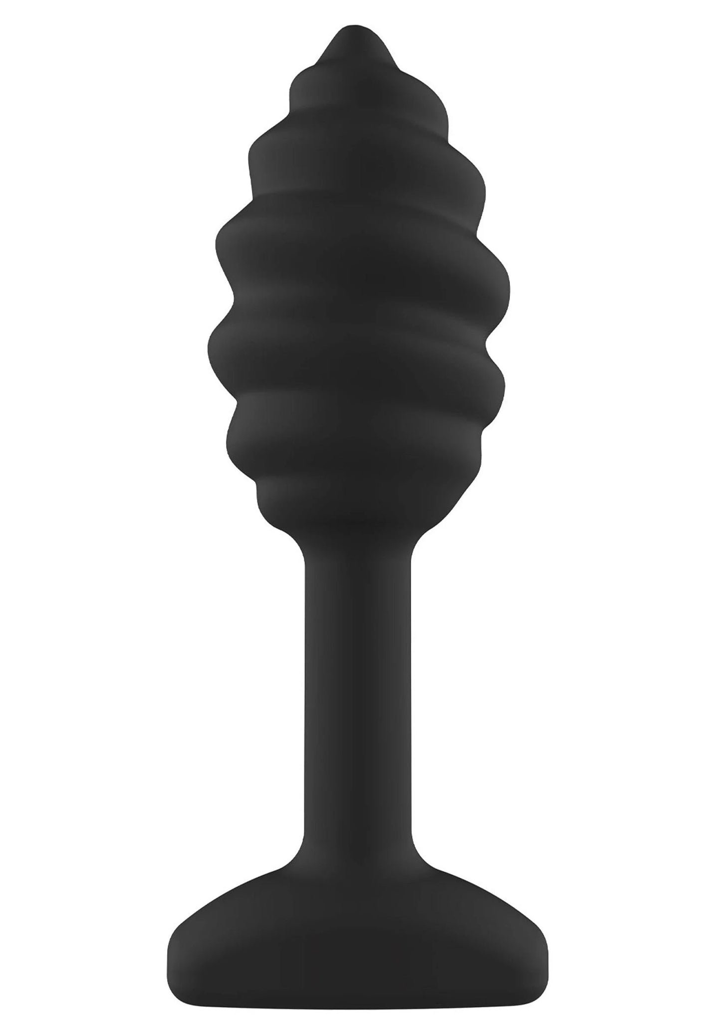 Zwarte swirl anale plug met afgeronde stop en brede onderkant