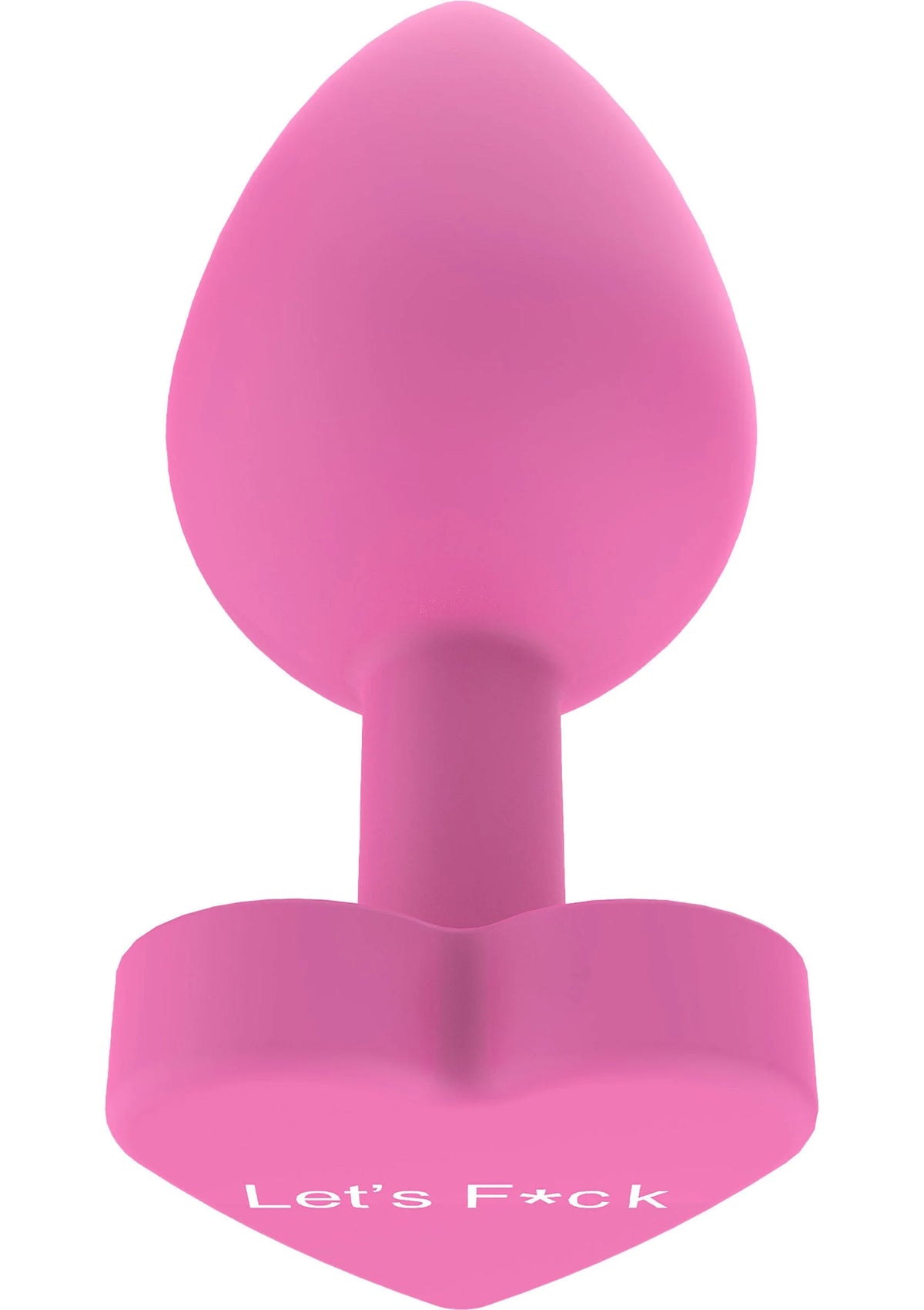 Roze buttplug met brede voet en hartvormige basis met bedrukking
