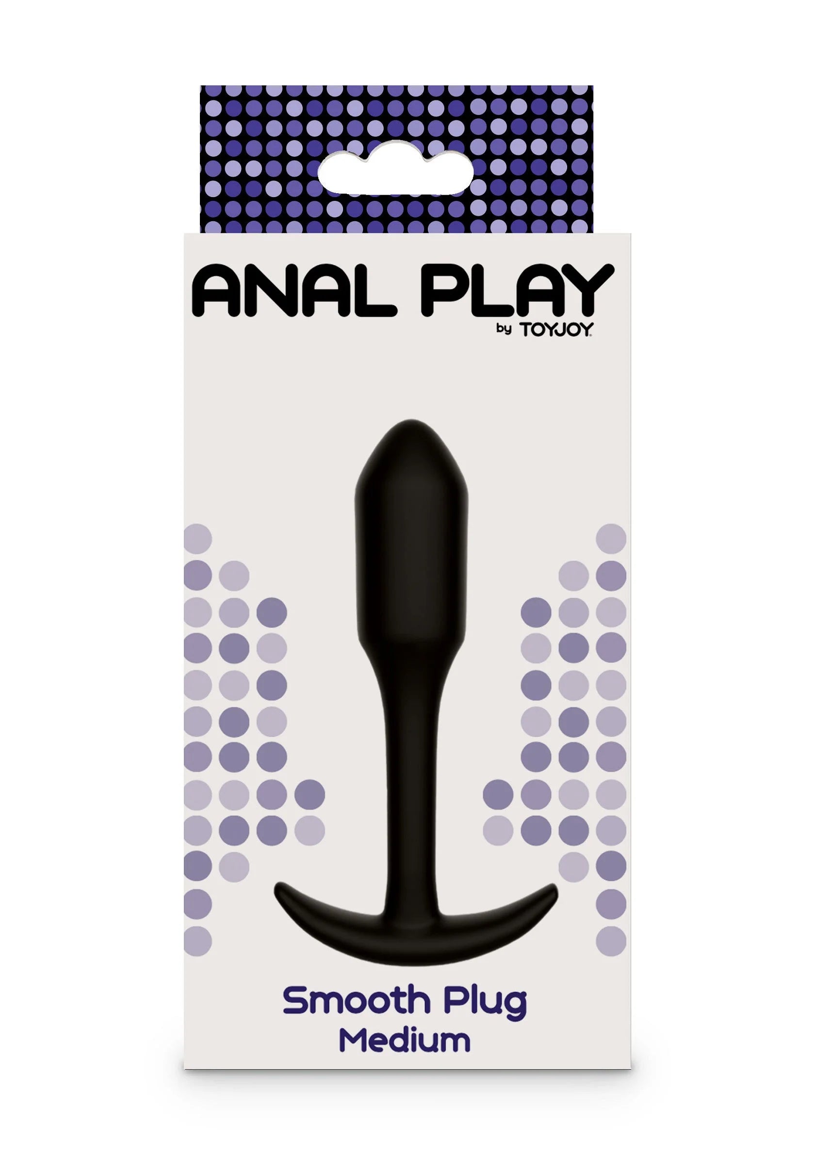 ANAL PLAY by TOYJOY verpakking: Smooth Plug Medium, met afbeelding van zwarte plug.