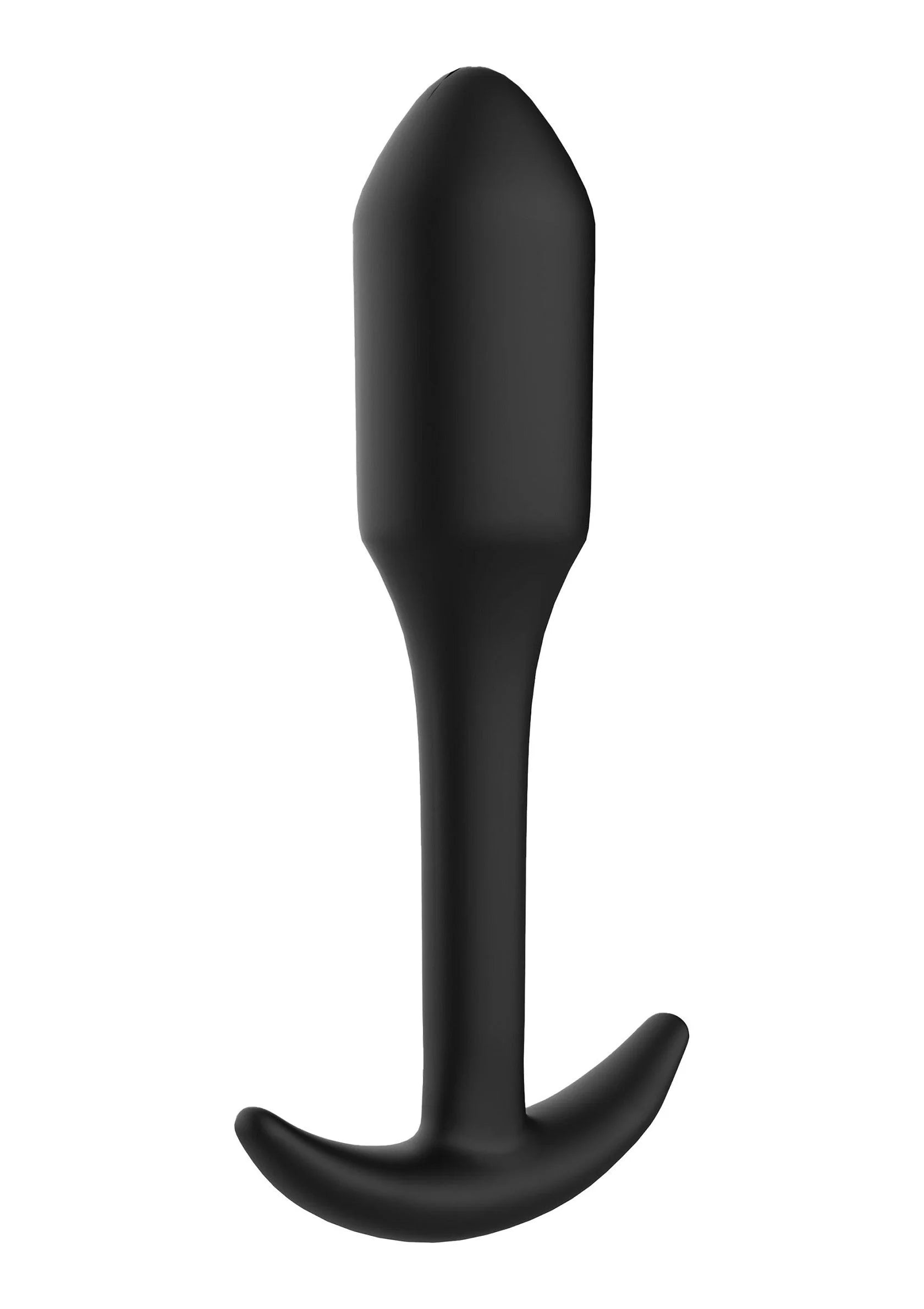 Zwarte anaalplug met gladde vorm en brede voet voor grip