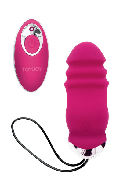 ToyJoy trilvibrator met magenta afstandsbediening en zwarte verbindingskabel
