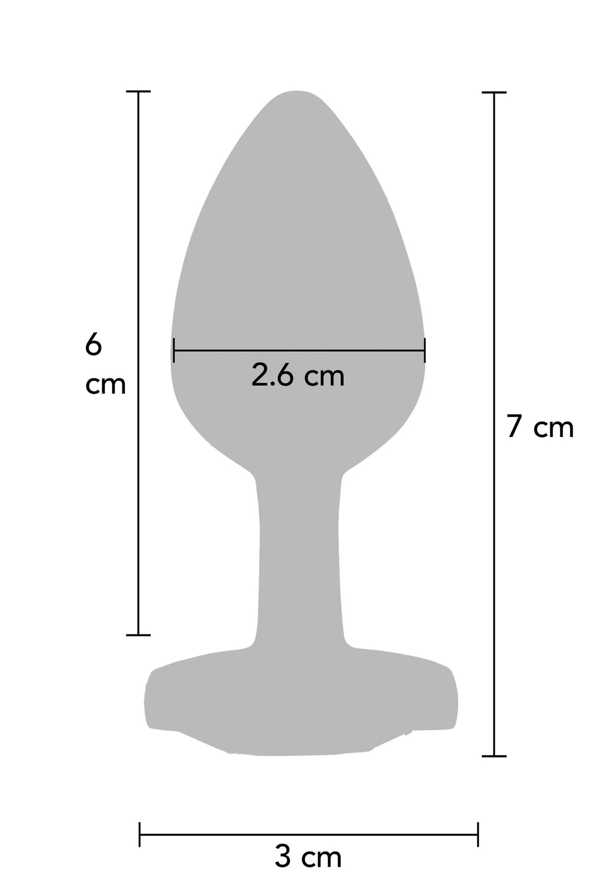 Afmetingen van buttplug: 7 cm hoogte en 2,6 cm breed