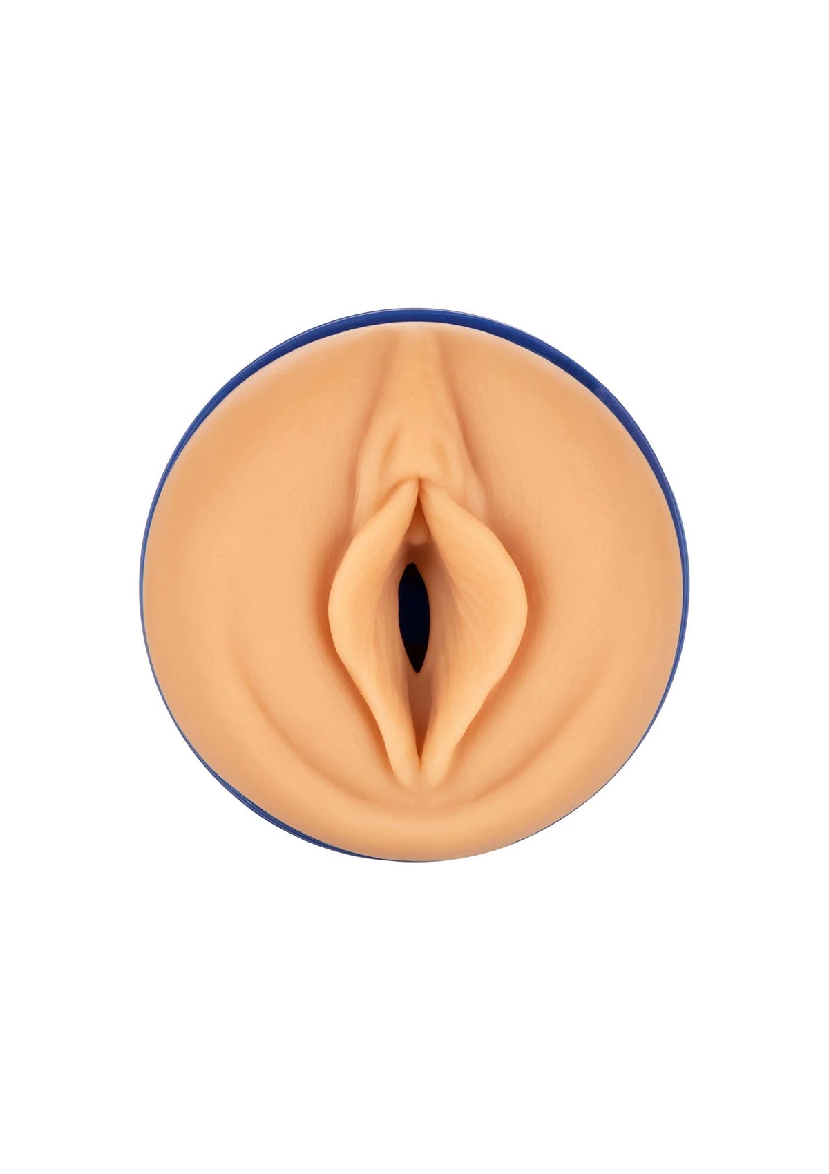 Blauwe masturbator met open uiteinde en binnenstructuur