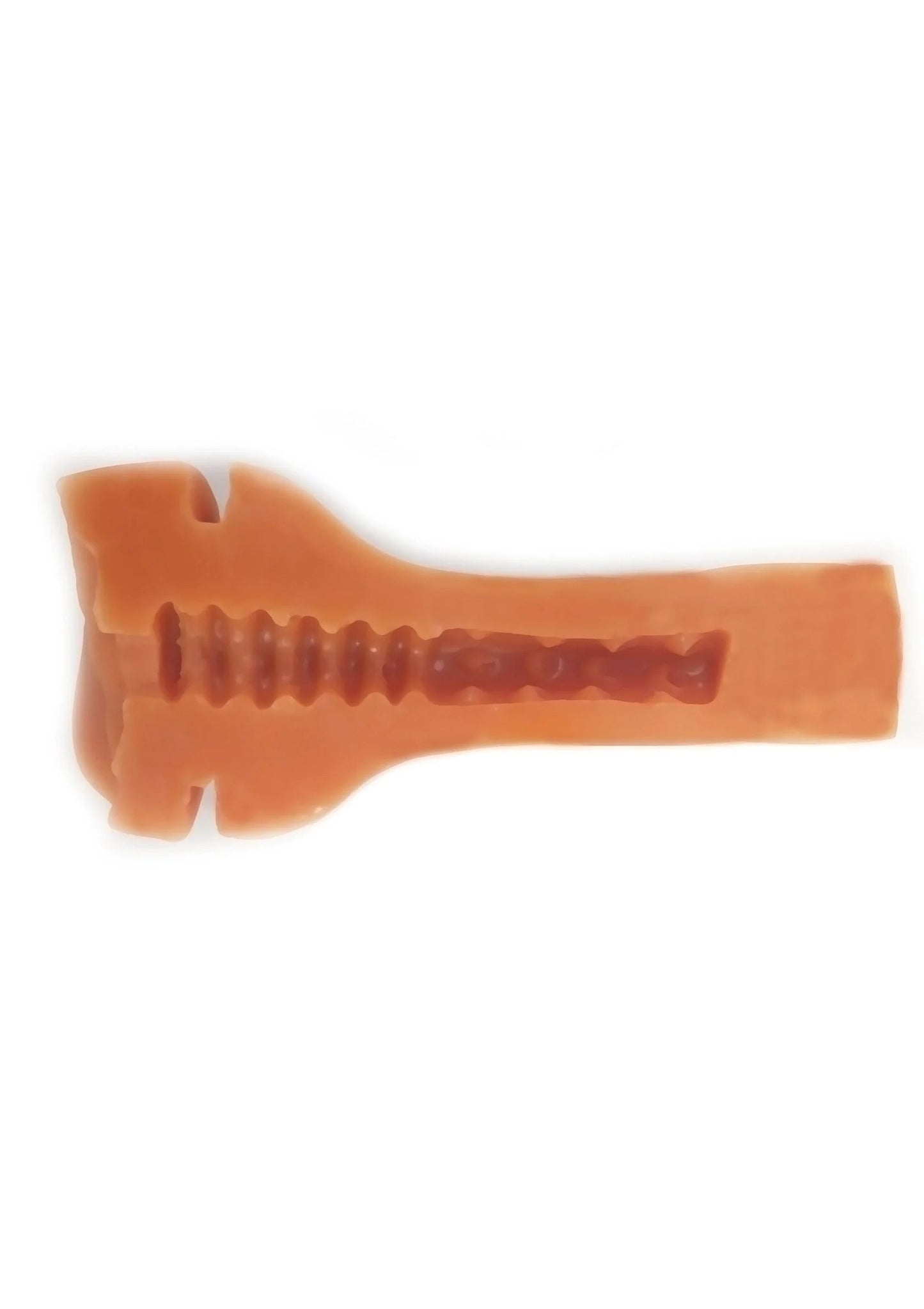 Oranje/huidskleurige kop met schroefachtige ribbels en inkeping