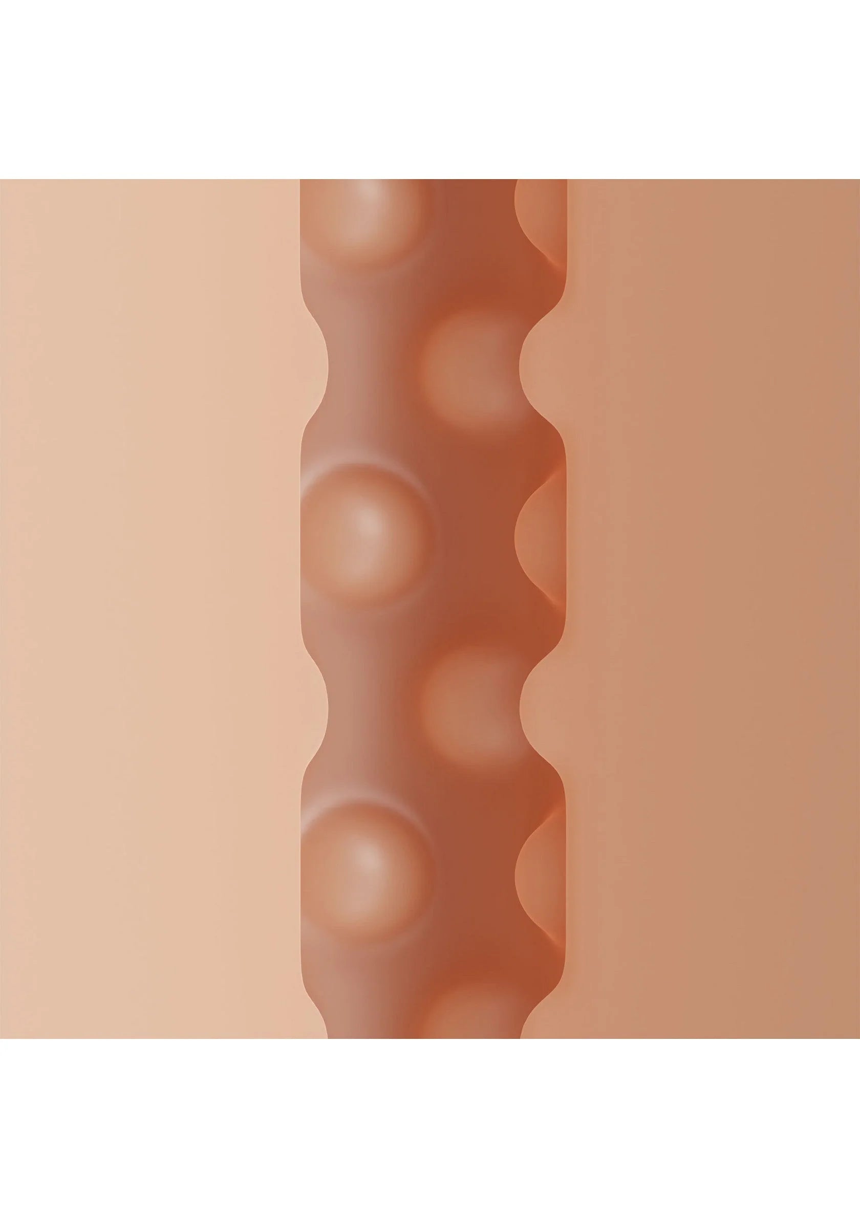 Close-up van bruine binnenwand met rij ronde noppen op het oppervlak