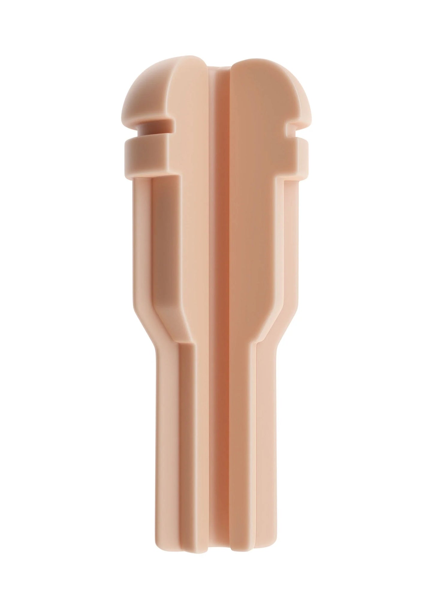 Lichtbeige sextoy-huls met ronde opening en binnenribbels