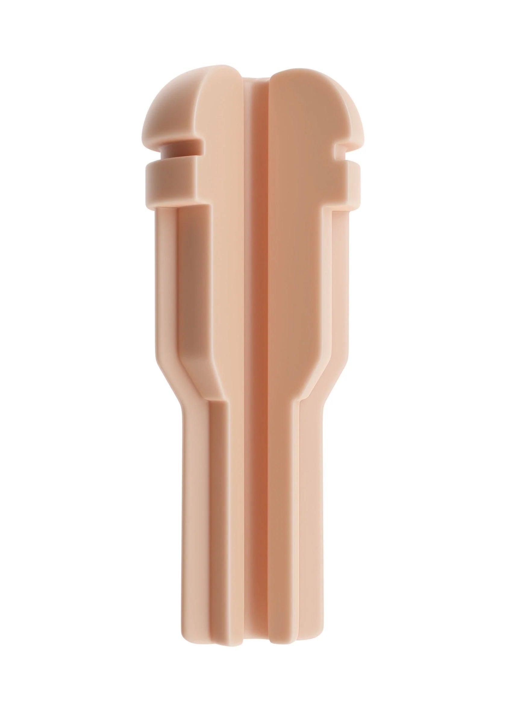 Lichtbeige sextoy-huls met ronde opening en binnenribbels
