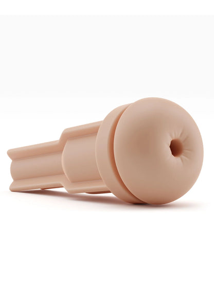 Lichtbeige sextoy-huls met ronde opening en verlengstuk