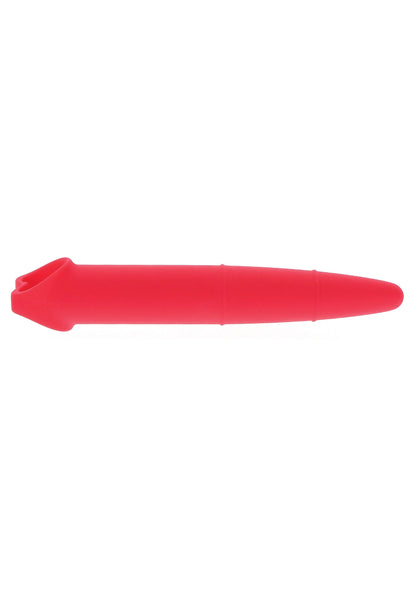 Roze siliconen vaginale dilator, zijkant weergave met stompe opening