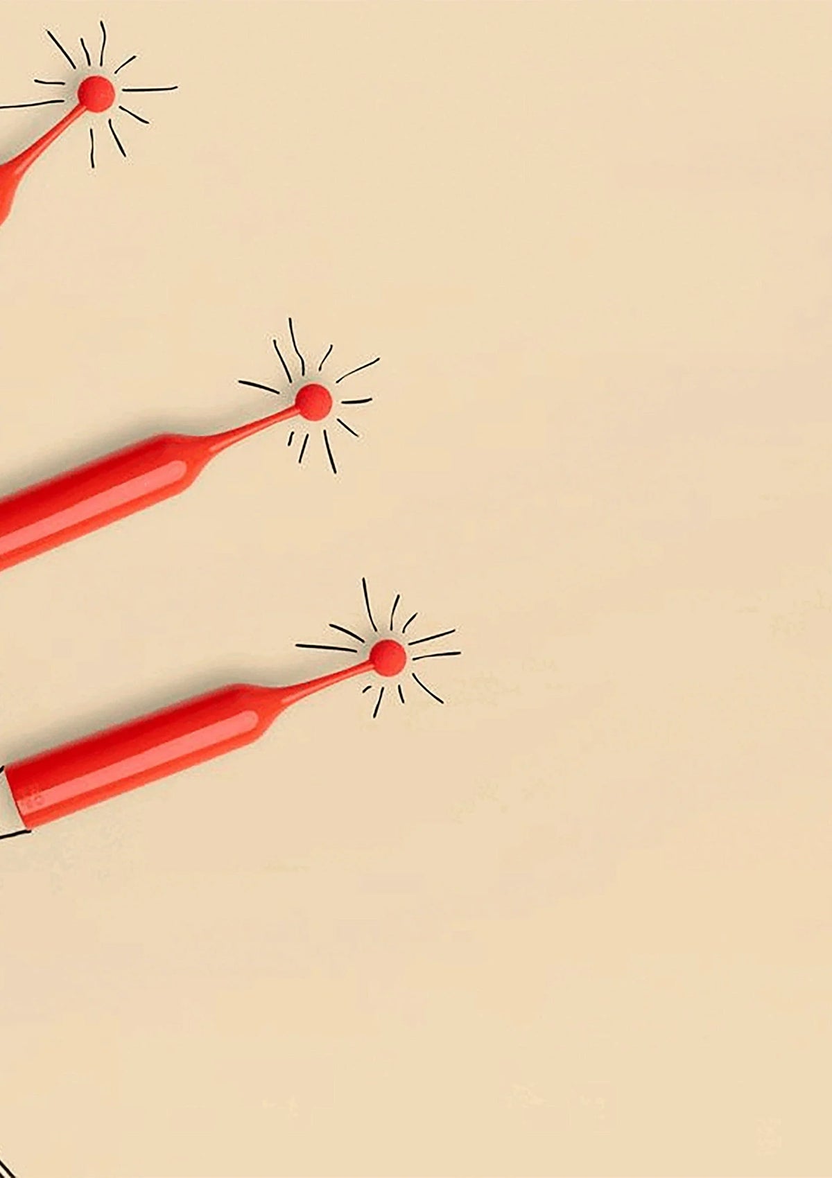 Rode Romp pop-tip vibrator met trilmotieven rond de kop