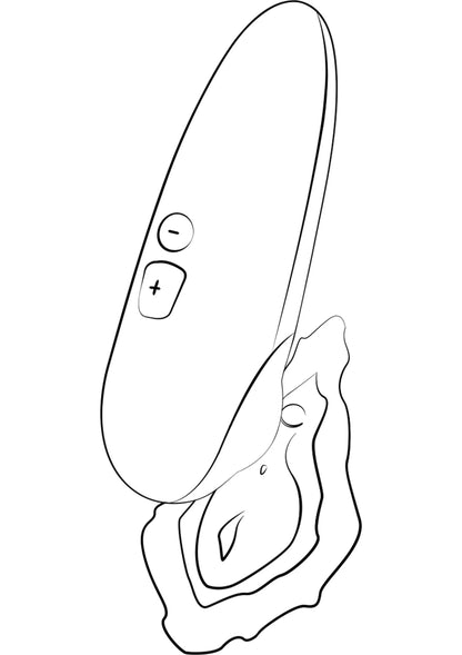 Line-art: stimulatieapparaat met knoppen + en - op de behuizing