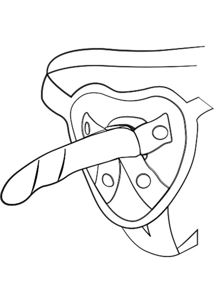 Lijntekening van dildo met gevouwen vorm en platte zuignapbasis