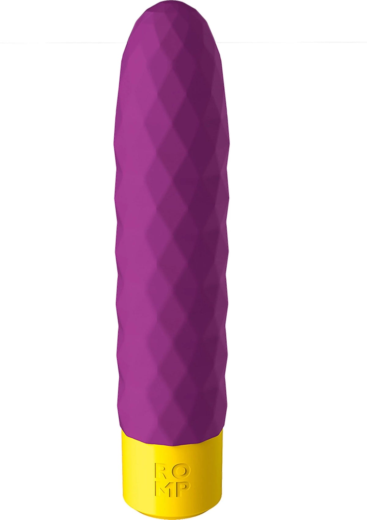 Romp beat-vibrator, staand model met paarse body en gele onderkant