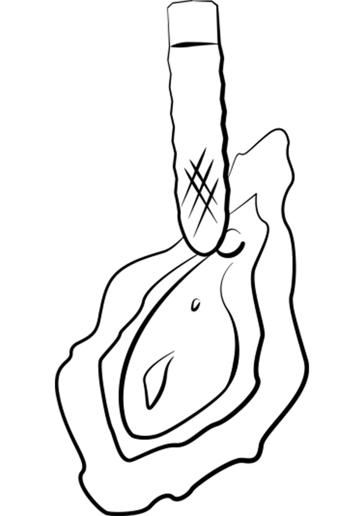 Line-art van vibratiestaaf op lichaam, met stimulatiepunt aangegeven.