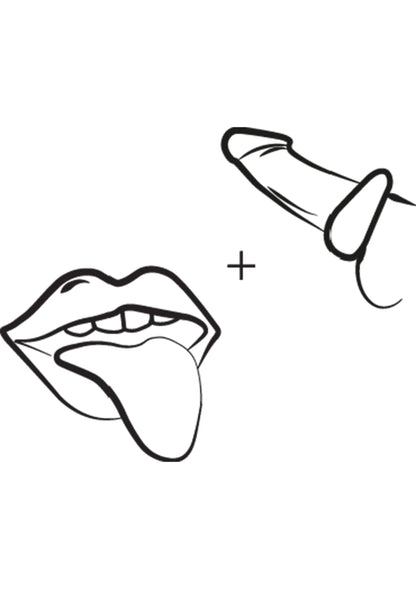 Vibrerende cockring, pictogram met mond en twee onderdelen: ring en ondersteuning