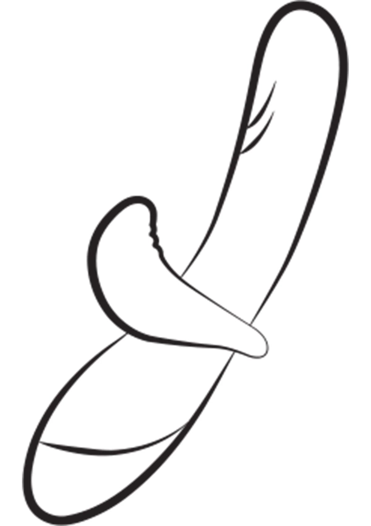 Vibrerende cockring, pictogram van gebogen gebruikspositie met ringvorm