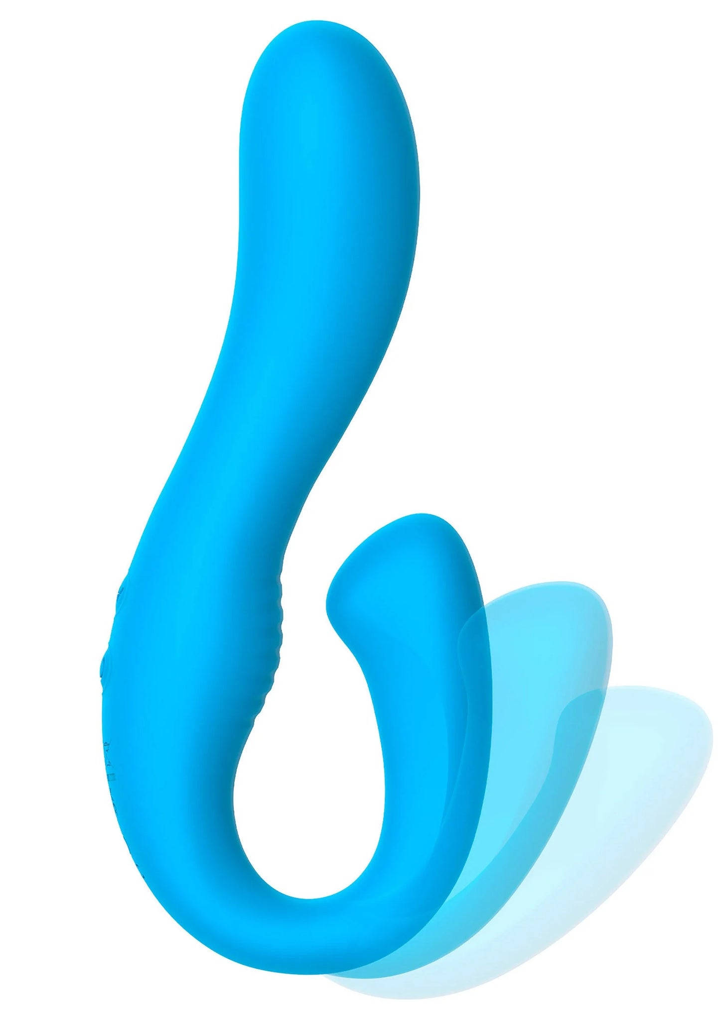 Blauwe rabbit vibrator met gladde siliconen vorm en twee lussen