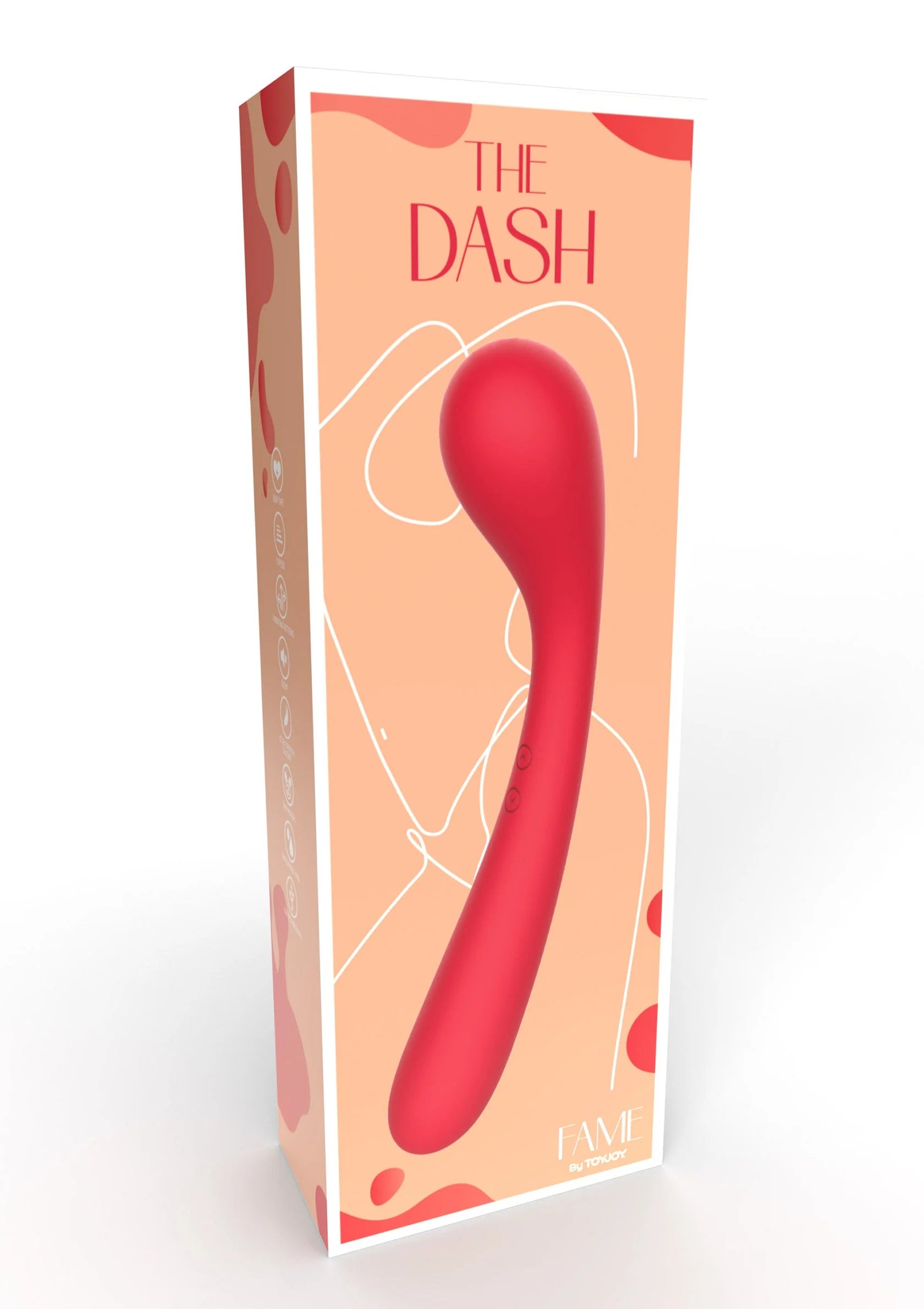 Verpakking van Fame The Dash G-spot vibrator by ToyJoy met rode vibrateur